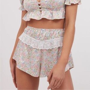 For Love & Lemons Farrah Shorts - Pastel Floral silk bottoms size M NWOT